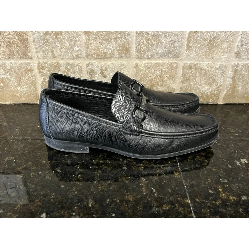 Salvatore Ferragamo Moccasin With Gancini Ornament Size 10.5 Black‎